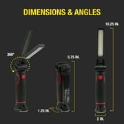 Hyper Tough Rechargeable Flip LED Work Light, Magnetic Base, Hanging Hook, 600 Lumens