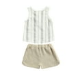 thumbnail image 3 of Bagilaanoe 2pcs Toddler Baby Boy Girl Short Pants Set Stripes Letter Print Sleeveless Tank Tops + Shorts 1T 2T 3T 4T 5T 6T Kids Casual Summer Outfits, 3 of 8