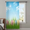 thumbnail image 4 of Easter Sheer Curtains 63 Inches Long, Spring Country Colorful Eggs Grass Green Sky Blue Light Filering Curtains, Breathable Simi Curtain Privacy Drapes for Living Room Bedroom Window Treatment, 4 of 9