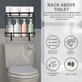thumbnail image 4 of Dznils Over The Toilet Storage Shelf, 2-Tier Steel Bathroom Storage Organizer with Hooks, Black, 4 of 13