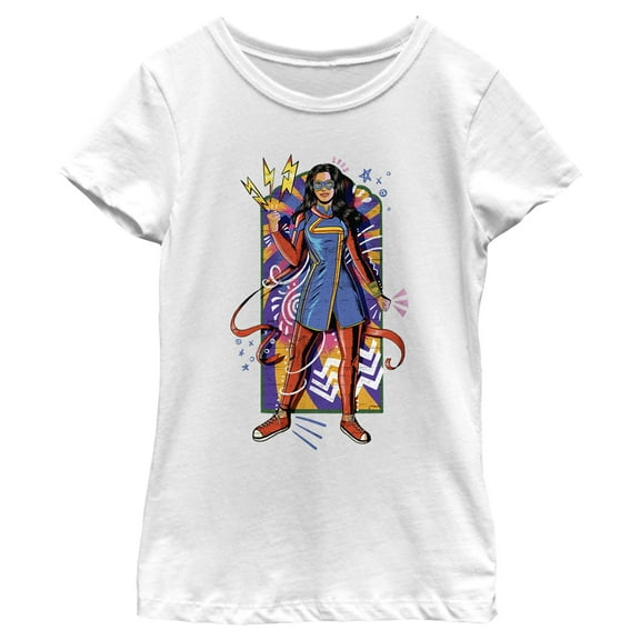 Girl's Marvel: Ms. Marvel Retro Pop Kamala Graphic Tee White Large