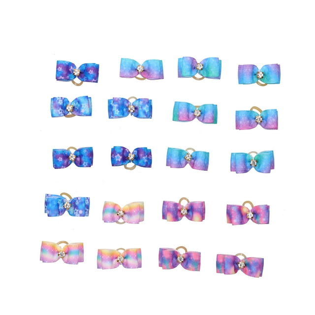 Bandas de goma con lazo para el cuidado de conejos, para animales pequeños, lazos para el pelo con diseño de cielo estrellado para mascotas