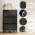 thumbnail image 3 of Fsbecl Freestanding Narrow Shoe Cabinet with 3 Flip Drawers for Entryway, Black, 3 of 8