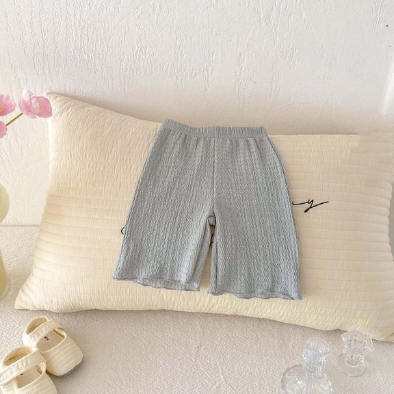 hengsof Toddler Girl Shorts Ribbed Girl Bike Shorts Solid Ruffle Summer Pull On Dance Athletic Under Dress Pants