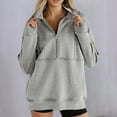 thumbnail image 2 of RYRJJ Women's Half Zip Oversized Sweatshirts Fleece Stand Collar Long Sleeve Thumb Hole Pullover Hoodie Fall Workout Jacket with Pocket(Gray,XL), 2 of 7