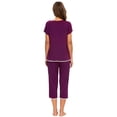 thumbnail image 4 of MINTLIMIT Femmes Manches Courtes Tops et Pantalons Capri Pyjama Ensembles Solides, 4 of 4