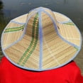 thumbnail image 4 of Hzzsbu Foldable Straw Hat Fishing Sun Cap Travel Panama Hat Drawstring Woven Cap Wide Brim Rattan Hat Chinese Farmer Hat, 4 of 7