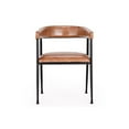 thumbnail image 2 of Benjara 23 Inch Dining Chair, Brown Top Grain Buffalo Leather Upholstery, Iron Legs, 2 of 5