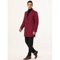 thumbnail image 4 of Gabardina para hombre Slim Fit Invierno Solapa con muescas Chaqueta larga de un solo pecho Abrigo Medio Borgoña, 4 of 6