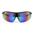 thumbnail image 2 of Mens Half Rim Color Mirror Wrap Around Oversized Shield Sport Sunglasses Black - Teal Mirror, 2 of 4