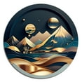 thumbnail image 2 of Designart "Golden Dreams Mountain Landscape I" Abstract Marble Metal Round Wall Art, 2 of 5