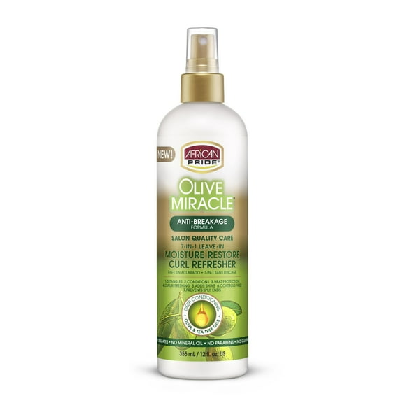 African Pride - Olive Miracle 7-in-1 Leave-in Moisture Restore Curl Refresher 12 Oz. * BEAUTY TALK LA *