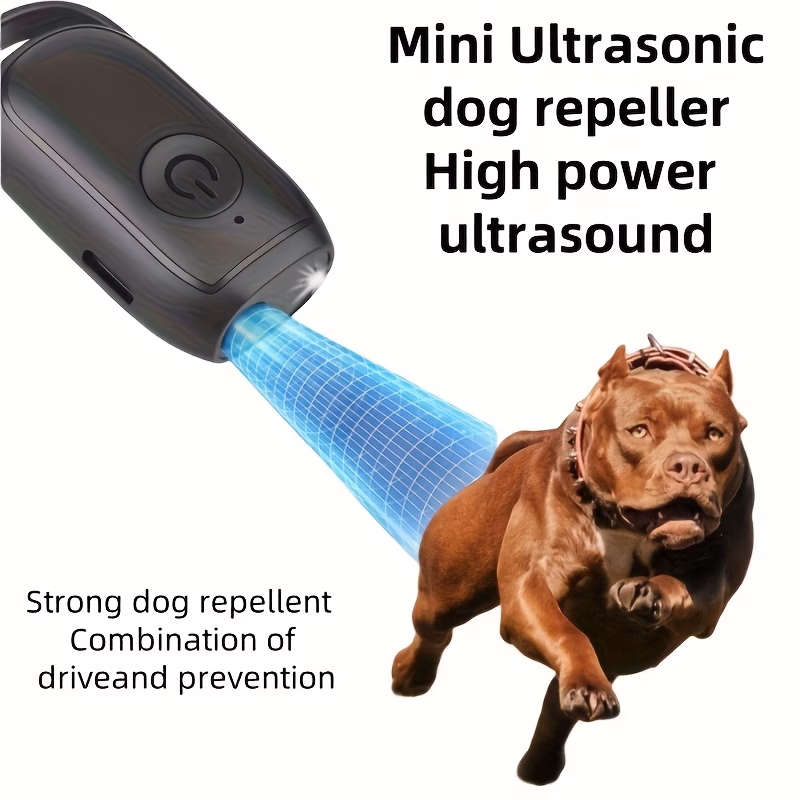 Mini Soundwave Dog Repellent Device with LED Flash, Portable Bark Control & Anti-Aggression System, Indoor/Outdoor Use for Night Visibility