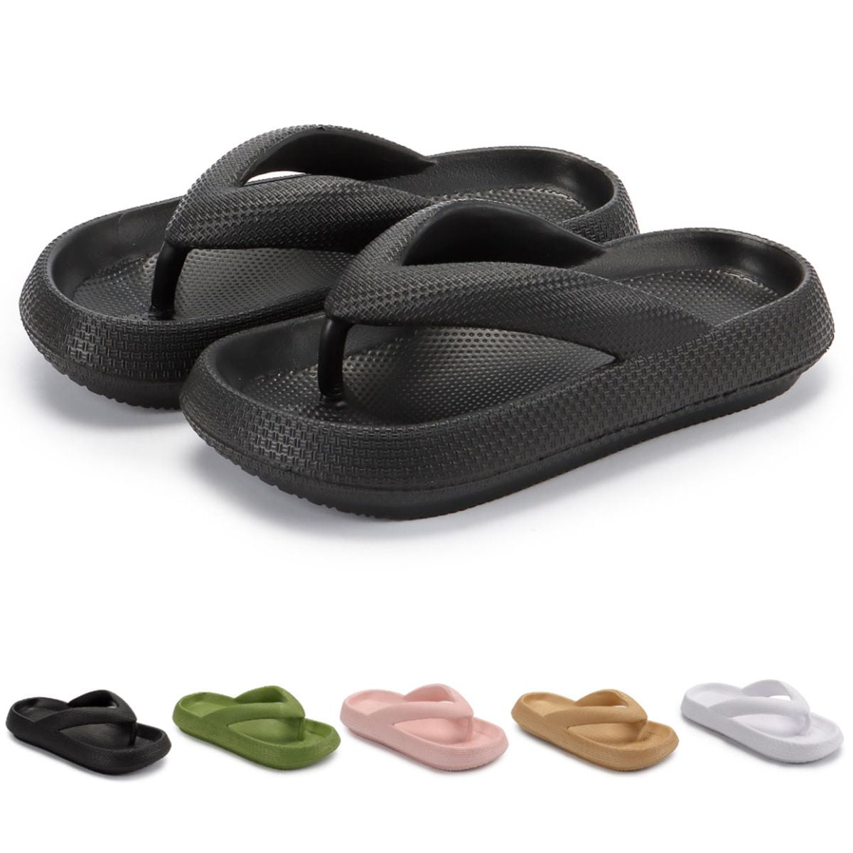 Luxtrada Flip Flops Summer Casual Thong Slippers Outdoor Beach Sandals EVA Flat Platform Comfy Shoes Women Couple Thick Soled Soft Leisure Anti-Slip Flip Flops