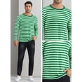 thumbnail image 4 of DARING DIVA Men's Striped Sweatshirts  Stripes Long Sleeve Casual T-Shirt XL Green White, 4 of 6