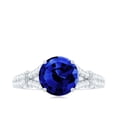 thumbnail image 4 of Rosec Jewels Certified Lab Grown Blue Sapphire Engagement Ring - 8 mm - AAAA Grade Blue Sapphire Diamond Ring - with Jewelry Box, 925 Sterling Silver, US 10.50, 4 of 8