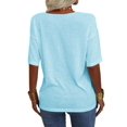 thumbnail image 4 of Women's 3/4 Sleeve Shirts V Neck Loose Fitting Tops Casual Solid Color Tshirts  Basic Tunic Summer Ladies Tops, 4 of 8