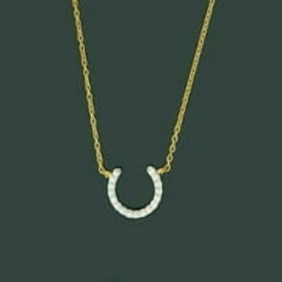 1 Ct Simulated Diamond Horse Shoe Tiny Pendant Necklace 18" 14k Yellow Gold Plated Silver For Women's Anniversary Gift