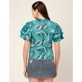 thumbnail image 2 of Moomaya Printed Tops For Women Round Neck Flutter Sleeve Poly Crepe Tunic Top, 2 of 8