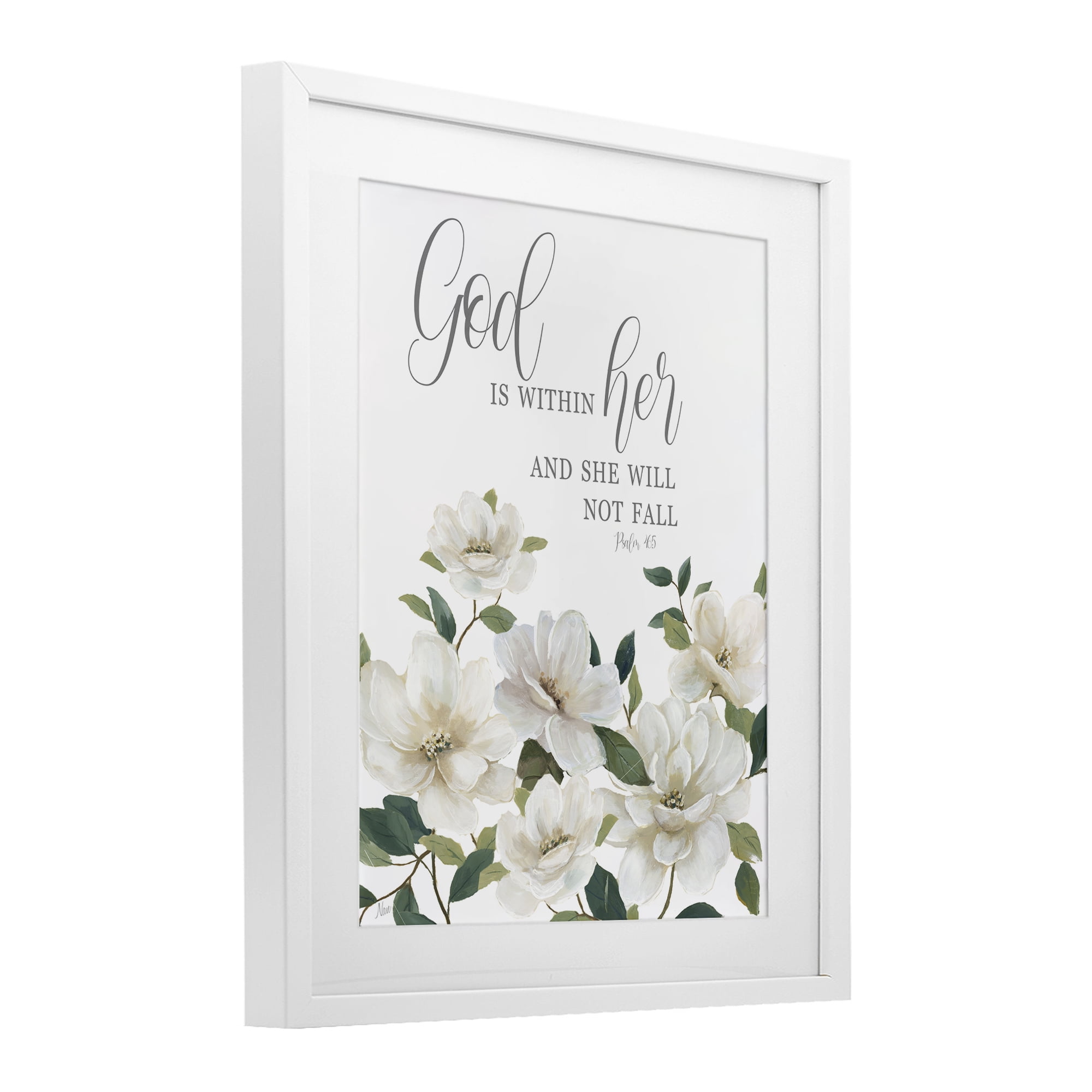 Stupell Industries God Is Within Her White Framed Print Under Glass, design by Nan