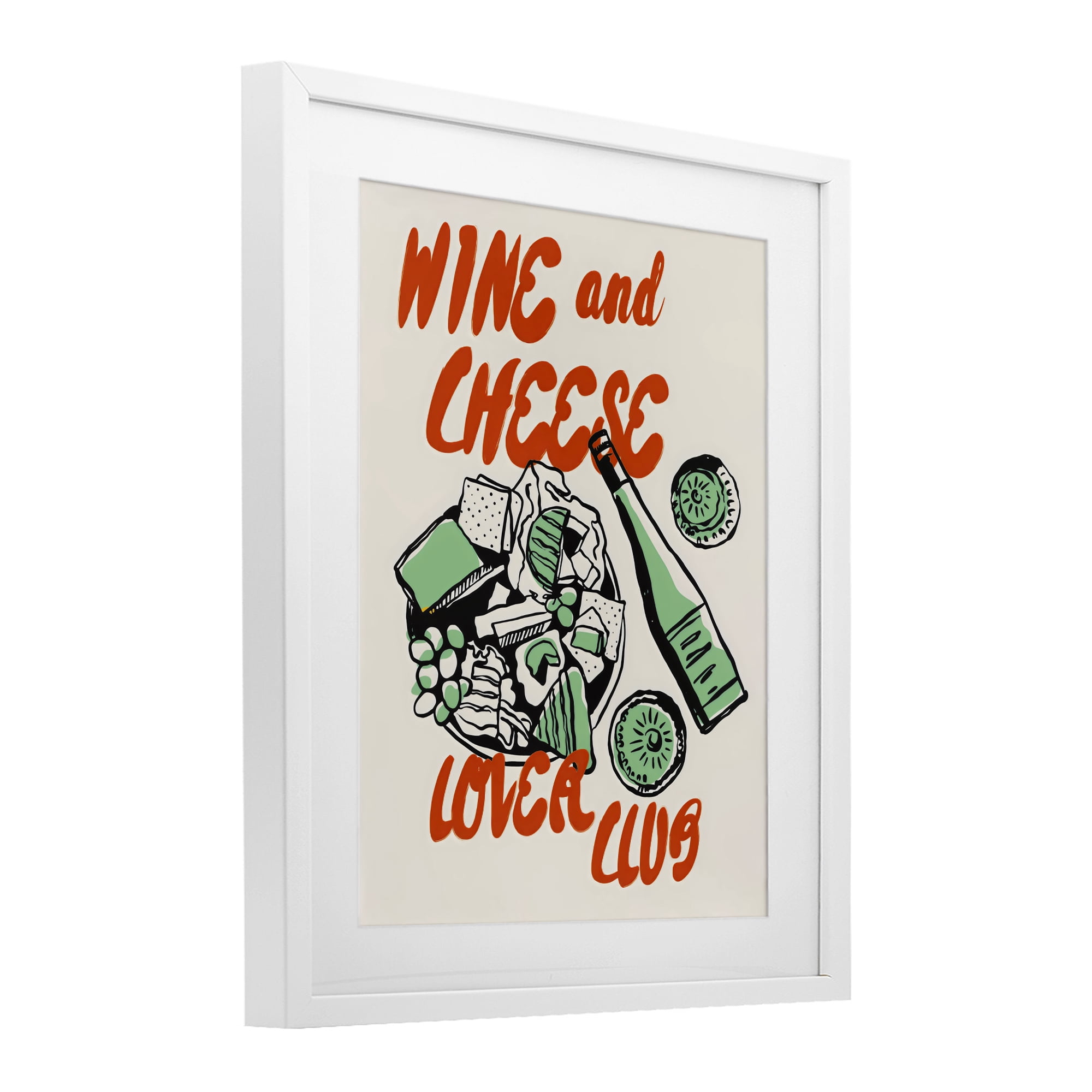 Stupell Industries Wine & Cheese Lover Club White Framed Print Under Glass, design by The Prints Vibe