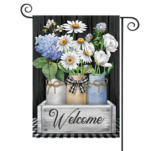 DMERBYL Spring Garden Flag Welcome Daisies 18" x 12.5"