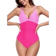 thumbnail image 5 of Ocean Blues Women's V Neck Ruched One Piece Swimsuit Bathing Suits, 5 of 9