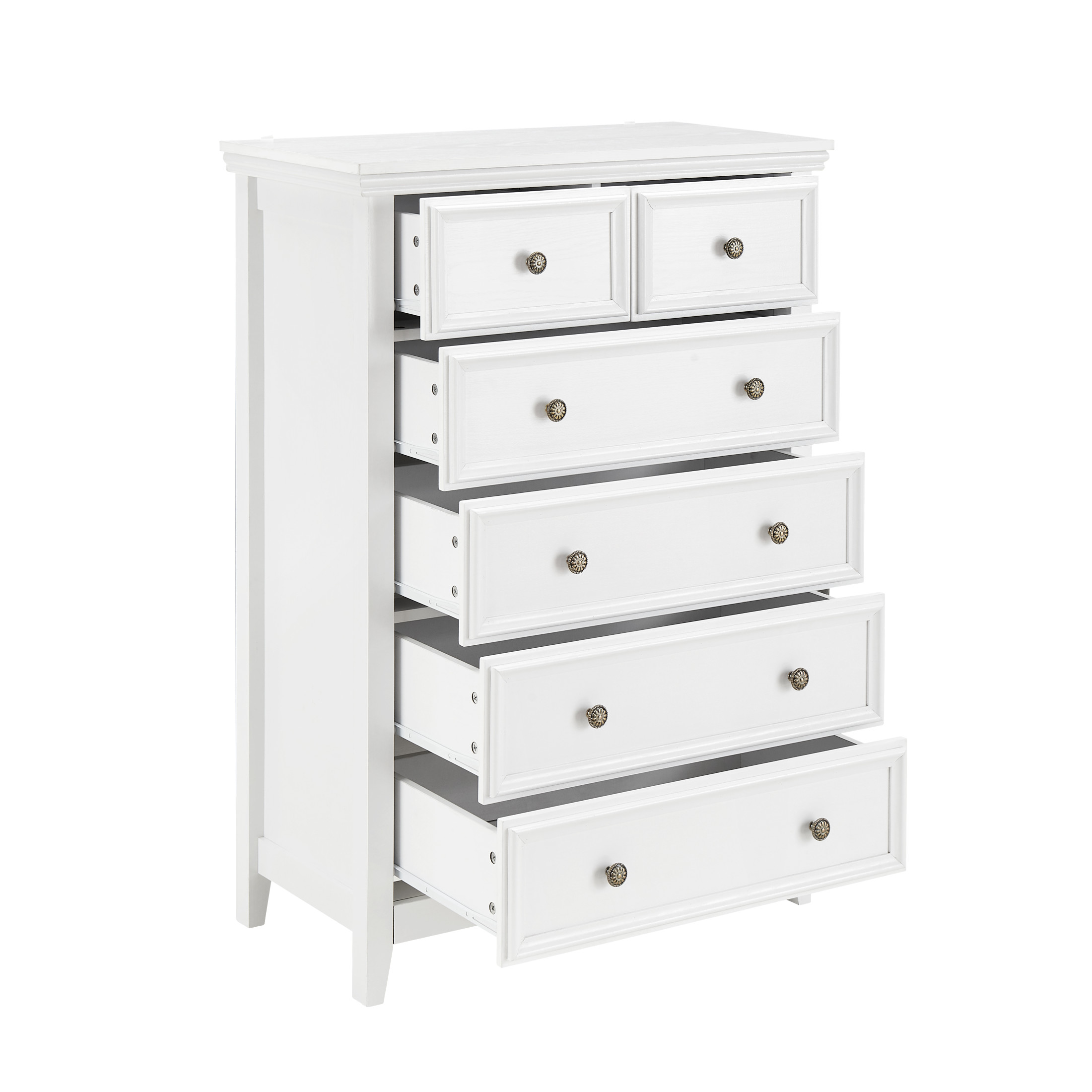 Noble House Eldune Farmhouse 6-Drawer Dresser, Tall Clothes Storage Chest Organizer, for Bedroom, Hallway, White
