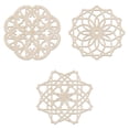 thumbnail image 1 of Mandala Wooden Wall Art Set of 3, Line Art Trellis Vintage Boho Flowery, Birch Wood Plywood Rustic Wall Art Accent for Hallway Bedroom Living Room and Offices, 11.4" X 11.4" X 0.1", by Ambesonne, 1 of 4