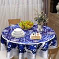thumbnail image 6 of Winter Tablecloth Round - Blue Snowflake Round Table Cloths 60 Inch Snowy Xmas Reindeer Table Cover for Dinner Kitchen Picnic, 6 of 8