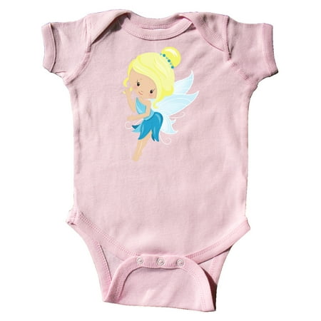

Inktastic Cute Fairy Blonde Hair Fairy In Blue Dress Gift Baby Girl Bodysuit