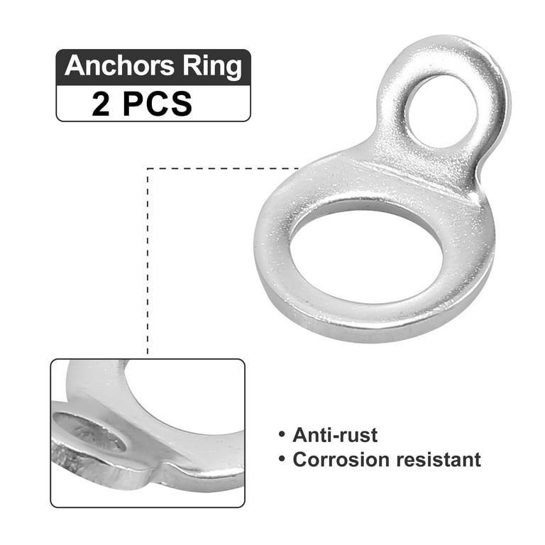 Unique Bargains 2pcs Stainless Steel Tie Down Anchors Hooks Strap Rings for Motorcycle Dirt Bike ATV Trailer Silver Tone, Size: 1.54x1.06(Large*W)