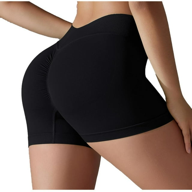 Plebaso Shorts d'Entraînement pour Femmes Taille Haute Extensible Gym Yoga Shorts de Course Athlétiques pour Femmes