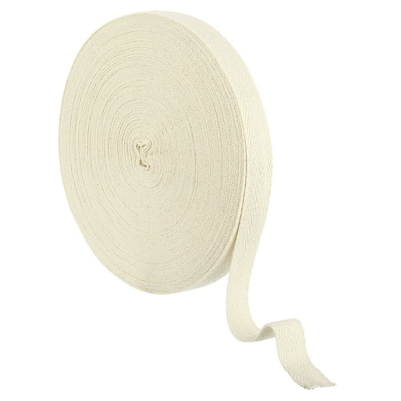 0.59 Inch Cotton Twill Tape Ribbon, 22 Yards Roll Herringbone Webbing Tape, Bias Binding Tape, Beige