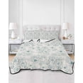 thumbnail image 2 of Quilts Full Size Bedding Set, Botanical Flowers Lightweight Quilted Comforter, Farmhouse Blue Floral Patterned Soft Reversible Bedspread Coverlet with Pillow Covers for All Season, 78" x 90", 2 of 7