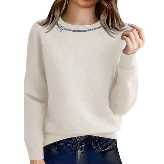 MESSUEN Baggy Sweater Long Sleeve Sweaters for Women Long Sleeve Undershirt for Women Long Sleeve Shirts Thermal Shirts for Women Womens Sweaters Winter Sweater Women Beige L