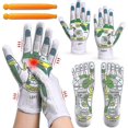thumbnail image 1 of Acupressure Reflexology Tools Set 4 Pcs Socks And Gloves, Tutorial Reflexology Gloves Separate Socks With Point Massage Tools Tired Relief, 1 of 5