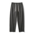 thumbnail image 2 of Mens Casual Fashion Solid Straight Leg Pants Drawstring Elastic Waist Pants RXIRUCGD Gris Foncé, Taille: L, 2 of 4