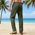 thumbnail image 4 of Ceisia Men's Casual Solid Color Linen-Like Buttoned Pleated Long Pants with Side Pockets for Spring Summer Army Green L Gifts, 4 of 8