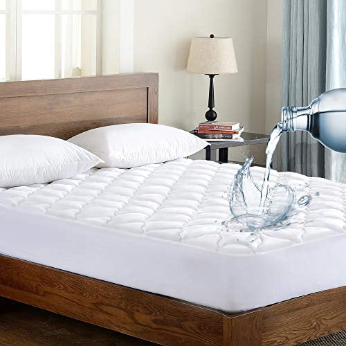 Quilted Fitted Down Alternative Hypoallergenic Waterproof Mattress Pad Cover 