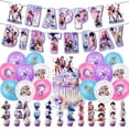 thumbnail image 1 of Kpop Demon Hunters Birthday Party Supplies Set, Kpop Huntrix Rumi Mira Zoey Theme Party Decorations Included Birthday banner, Cake Topper, Cupcake Topper, Balloon, 1 of 4