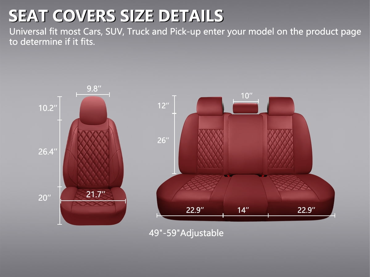 NS YOLO Premium Leather Car Seat Covers Front Pair, Universal Fit for Cars, Trucks & SUVs, Waterproof Car Seat Cushions, Front Seat Protectors, Red
