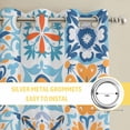 thumbnail image 6 of Blue Mediterranean Kitchen Curtains Window Panels, Vintage Moroccan Tiles Texture Insulated Window Treatment Curtain, Grommet Curtains for Bedroom/Living Room/Bathroom, 2 Piece 42"Wx45"L, 6 of 8