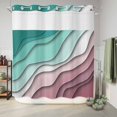 thumbnail image 5 of No Hook Shower Curtain with Built-in Rings - Aqua Green Purple Beach Coastal Washable Waterproof Fabric Bathroom Curtains for Hotel,Rentals, 72 X 78 Inch Long , Abstract Geometric Ocean Waves, 5 of 8