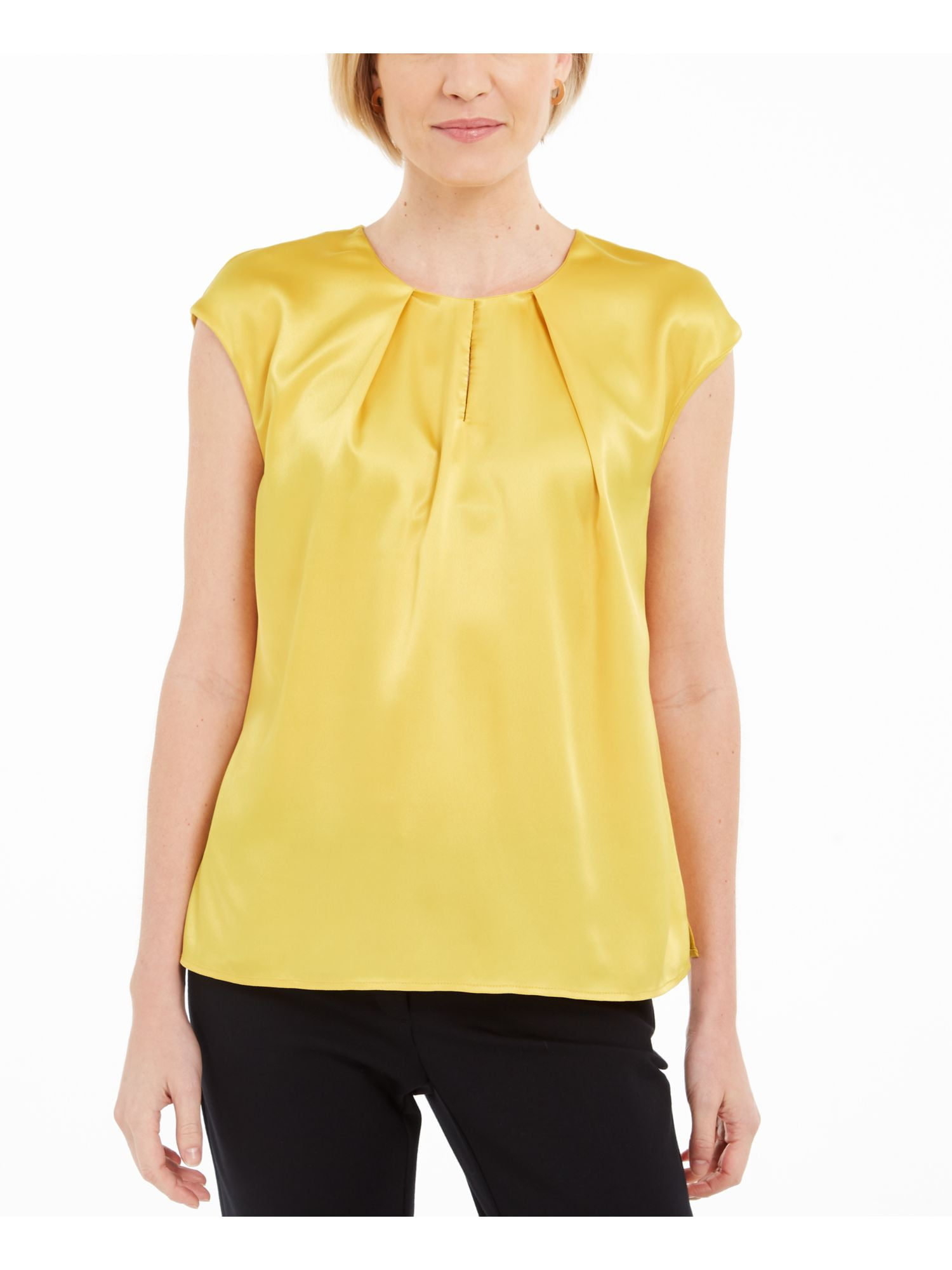 yellow pleated top