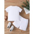 thumbnail image 2 of Baby Boy Little Brother Letter Print Short Sleeve Simple Style Outfit Set For Spring And Summer, 2 of 5