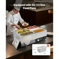 thumbnail image 3 of KFFKFF Commercial Food Warmer, 1500W Electric Stainless Steel Steam Food Warming with Lid, Fast Heating Countertop Buffet Bain Marie, 3 of 9