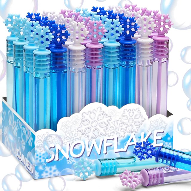 Bubble Wands Cawiew Frozen, 32 unidades, copos de nieve de invierno para niños