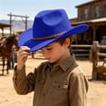 thumbnail image 2 of Wdgfv Kids Cowboy Hat for Girls Boys Western Cowgirl Hat with Buckle Belt Unisex Wide Brim Fedora Hat Dress Up Costume 6-12 Years, 2 of 4
