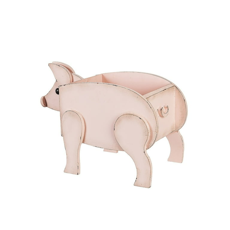Pig ☆ 17 Inch Long Rustic Finish Smiling Pig Planter — Zeckos